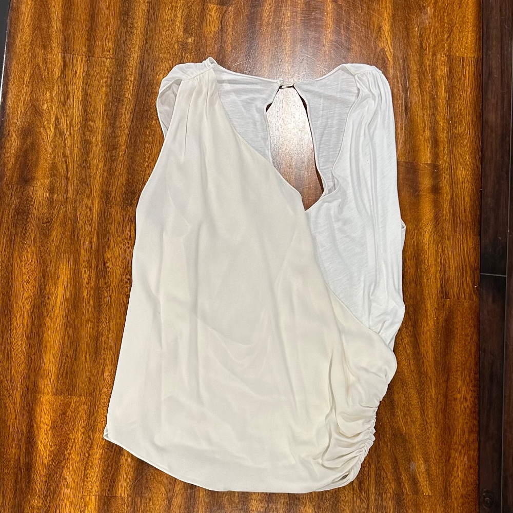 Ivory Cream/White Drape Cascade Women Blouse. No Size Tag.Small‎ - Picture 3 of 8